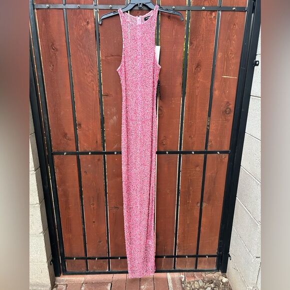 Retrofete Sasha Bubblegum Pink Sequin Embellished Maxi Dress Gown XS NWT - Picture 2 of 8